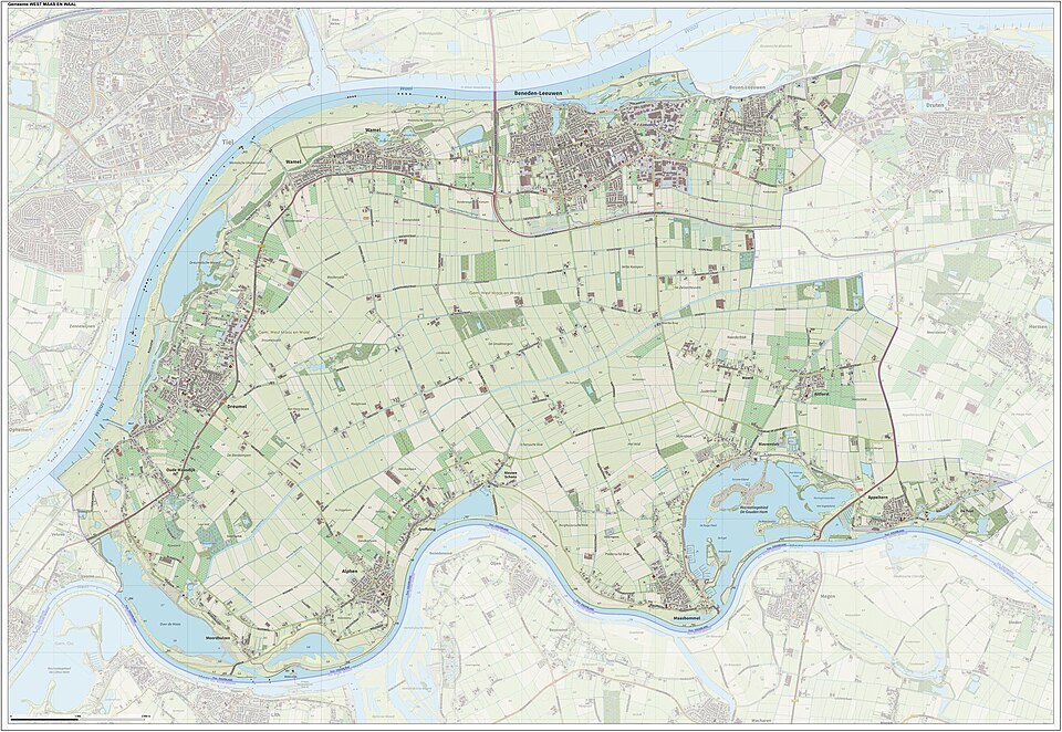Dit is een kaart van West Maas en Waal